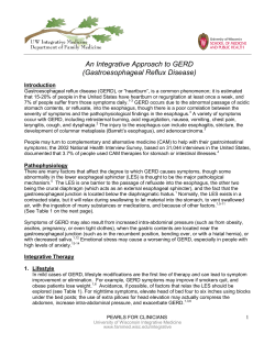 An Integrative Approach to GERD (Gastroesophageal Reflux Disease) Introduction