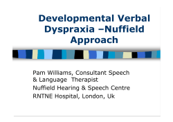 Developmental Verbal Dyspraxia –Nuffield Approach