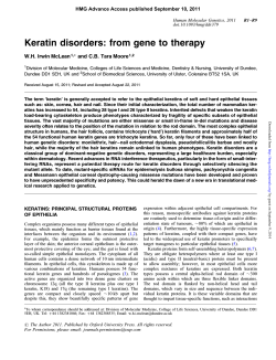 Keratin disorders: from gene to therapy W.H. Irwin McLean