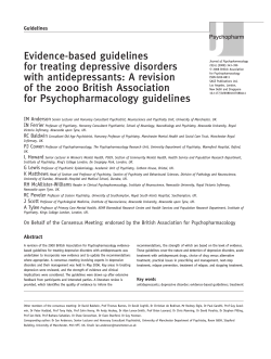Evidence-based guidelines for treating depressive disorders with antidepressants: A revision Guidelines