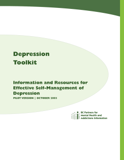 Depression Toolkit Information and Resources for Effective Self-Management of