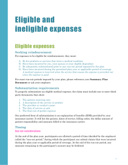 Eligible and ineligible expenses  Eligible expenses