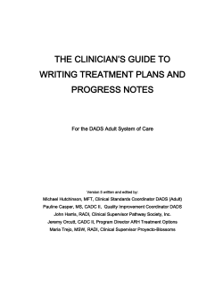 THE CLINICIAN’S GUIDE TO WRITING TREATMENT PLANS AND PROGRESS NOTES
