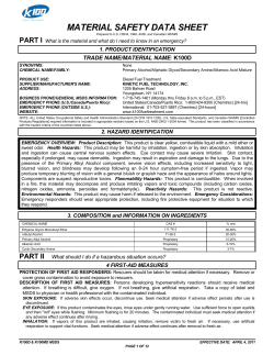 MATERIAL SAFETY DATA SHEET PART I TRADE NAME/MATERIAL NAME 1. PRODUCT IDENTIFICATION