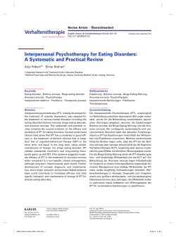 Interpersonal Psychotherapy for Eating Disorders: A Systematic and Practical Review Anja Hilbert