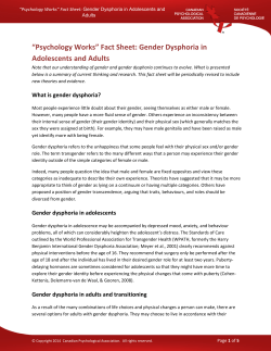“Psychology Works” Fact Sheet: Gender Dysphoria in Adolescents and Adults