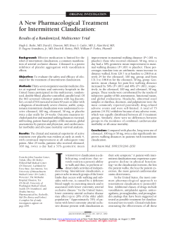 A New Pharmacological Treatment for Intermittent Claudication: