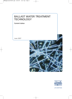 BALLAST WATER TREATMENT TECHNOLOGY Current status June 2007