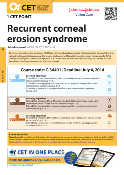 Recurrent corneal erosion syndrome CET 1 CET POINT