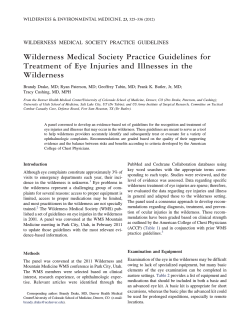 Wilderness Medical Society Practice Guidelines for Wilderness