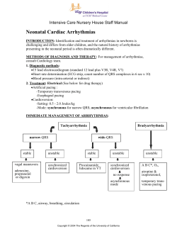 Neonatal Cardiac Arrhythmias Intensive Care Nursery House Staff Manual