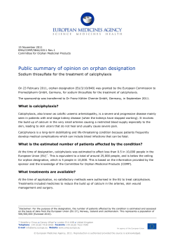 Public summary of opinion on orphan designation