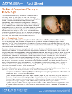 Fact Sheet Oncology  The Role of Occupational Therapy in