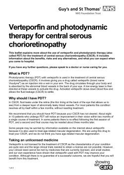 Verteporfin and photodynamic therapy for central serous chorioretinopathy