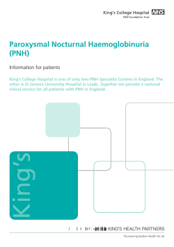 Paroxysmal Nocturnal Haemoglobinuria (PNH) Information for patients