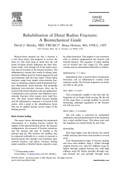 Rehabilitation of Distal Radius Fractures: A Biomechanical Guide FRCS(C) *