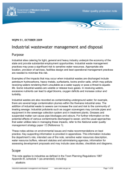 Industrial wastewater management and disposal Purpose