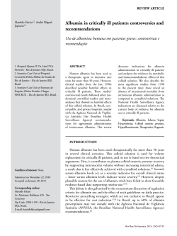 Albumin in critically ill patients: controversies and recommendations recomendações