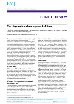 The diagnosis and management of tinea specialist registrar, dermatology consultant dermatologist