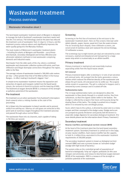 Wastewater treatment Process overview Wastewater information sheet 2 Screening