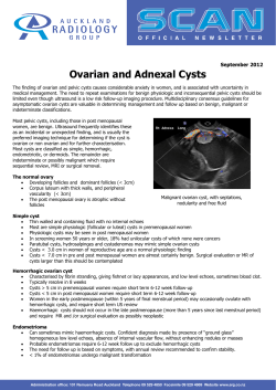 Ovarian and Adnexal Cysts September 2012