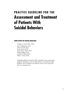 Assessment and Treatment of Patients With Suicidal Behaviors