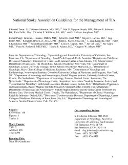 National Stroke Association Guidelines for the Management of TIA