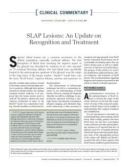S [ ] SLAP Lesions: An Update on