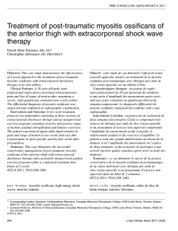 Treatment	of	post-traumatic	myositis	ossificans	of the	anterior	thigh	with	extracorporeal	shock	wave therapy