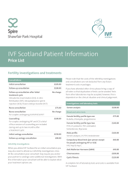 IVF Scotland Patient Information Price List Fertility investigations and treatments