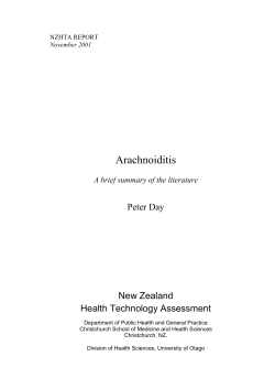 Arachnoiditis Peter Day New Zealand Health Technology Assessment