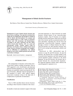 Management of distal clavicle fractures REVIEW ARTICLE clavicular ligaments
