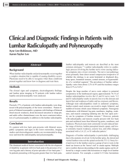Clinical and Diagnostic Findings in Patients with Lumbar Radiculopathy and Polyneuropathy Abstract