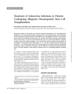 Treatment of Adenovirus Infections in Patients Undergoing Allogeneic Hematopoietic Stem Cell Transplantation