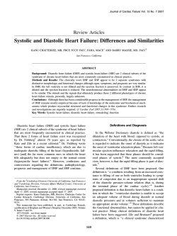 Systolic and Diastolic Heart Failure: Differences and Similarities Review Articles