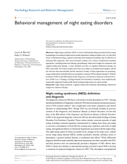 Behavioral management of night eating disorders Psychology Research and Behavior Management Dove press