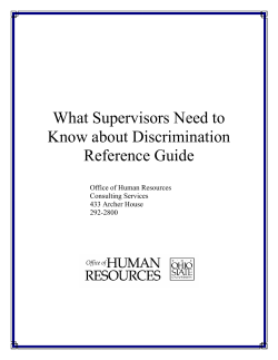 What Supervisors Need to Know about Discrimination Reference Guide