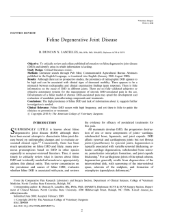 Feline Degenerative Joint Disease INVITED REVIEW B. DUNCAN X. LASCELLES, Objective:
