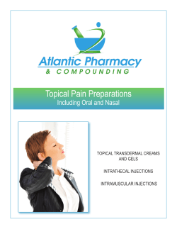 Topical Pain Preparations Including Oral and Nasal TOPICAL TRANSDERMAL CREAMS AND GELS