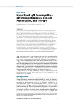Monoclonal IgM Gammopathy – Differential Diagnosis, Clinical Presentation, and Therapy SUMMARY