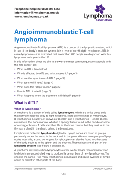 Angioimmunoblastic T-cell lymphoma Freephone helpline 0808 808 5555