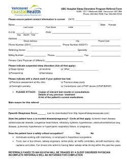 UBC Hospital Sleep Disorders Program Referral Form