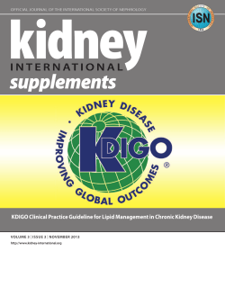 KDIGO Clinical Practice Guideline for Lipid Management in Chronic Kidney... volume 3 Official JOurnal Of the internatiOnal SOciety Of nephrOlOgy -international.org