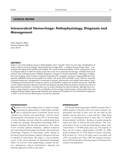 Intracerebral Hemorrhage: Pathophysiology, Diagnosis and Management CLINICAL REVIEW ABSTRACT