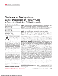 Treatment of Dysthymia and Minor Depression in Primary Care ORIGINAL CONTRIBUTION