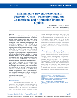 Inflammatory Bowel Disease Part I:  Ulcerative Colitis Review