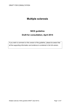 Multiple sclerosis NICE guideline Draft for consultation, April 2014
