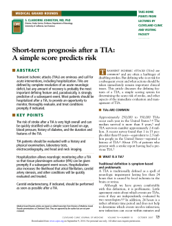 Short-term prognosis after a TIA: A simple score predicts risk ■