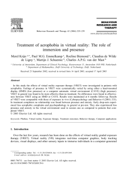 Treatment of acrophobia in virtual reality: The role of