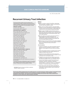 Recurrent Urinary Tract Infection SOGC CLINICAL PRACTICE GUIDELINE No. 250, November 2010
